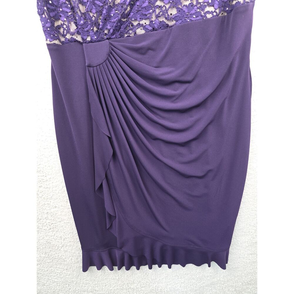 Dressbarn Collection Sequin Lace Front Draped Cocktail Dress Size 16 - Picture 3 of 7